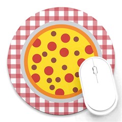 Pizza Table Pepperoni Sausage Round Mousepad by Ravend