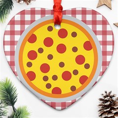 Pizza Table Pepperoni Sausage Heart Ornament (two Sides) by Ravend