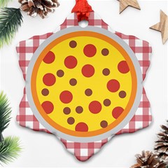 Pizza Table Pepperoni Sausage Snowflake Ornament (two Sides) by Ravend