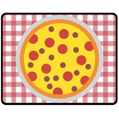 Pizza Table Pepperoni Sausage Two Sides Fleece Blanket (medium) by Ravend