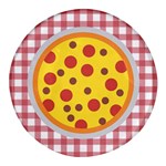 Pizza Table Pepperoni Sausage Round Glass Fridge Magnet (4 pack) Front