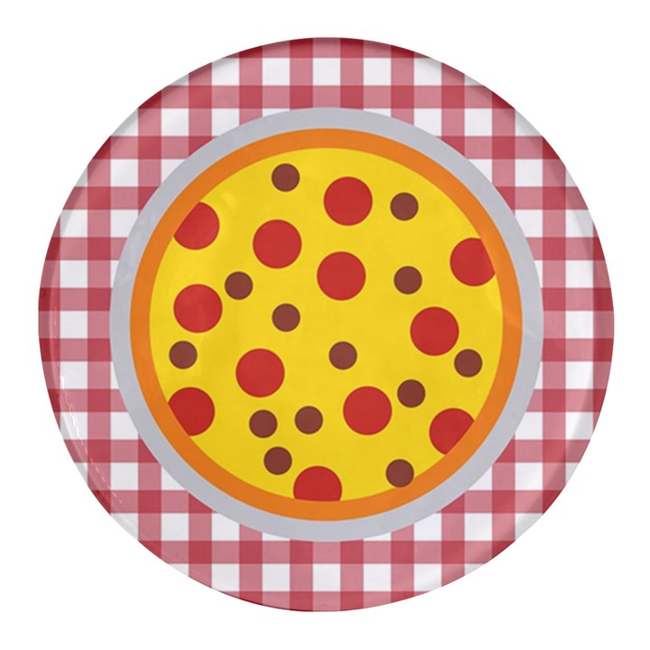 Pizza Table Pepperoni Sausage Round Glass Fridge Magnet (4 pack)