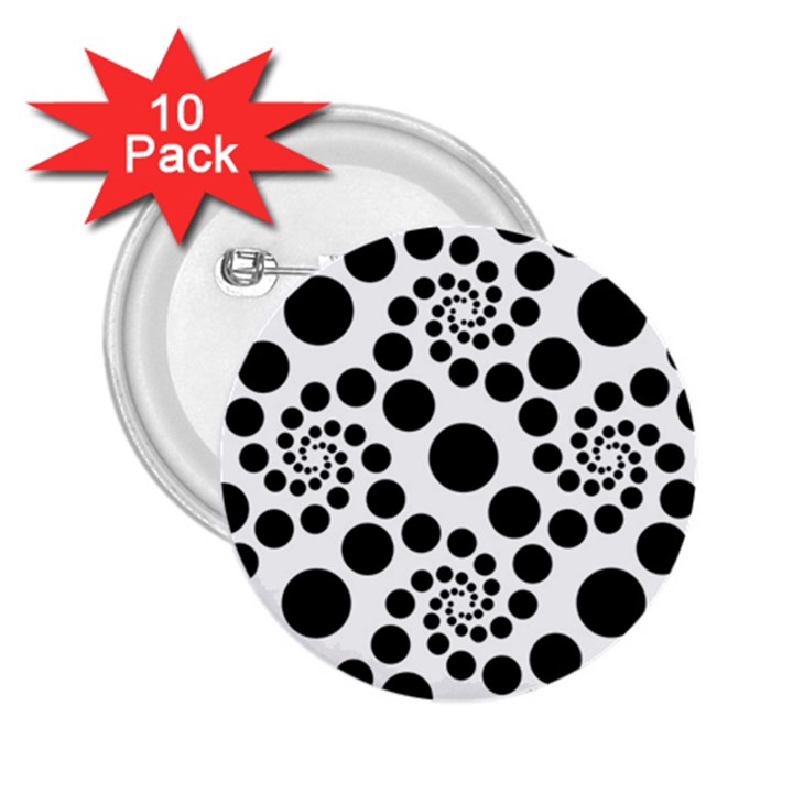 Dot Dots Round Black And White 2.25  Buttons (10 pack) 