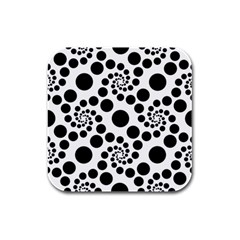 Dot Dots Round Black And White Rubber Square Coaster (4 Pack) by Ravend