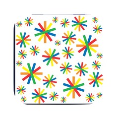 Celebrate Pattern Colorful Design Square Metal Box (black) by Ravend