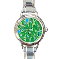 Golf Course Par Golf Course Green Round Italian Charm Watch by Ravend