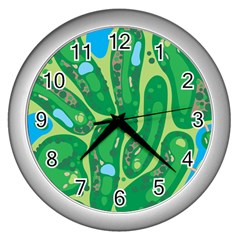 Golf Course Par Golf Course Green Wall Clock (silver) by Ravend