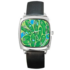 Golf Course Par Golf Course Green Square Metal Watch by Ravend