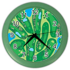 Golf Course Par Golf Course Green Color Wall Clock by Ravend