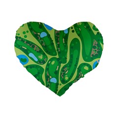 Golf Course Par Golf Course Green Standard 16  Premium Flano Heart Shape Cushions by Ravend