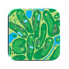 Golf Course Par Golf Course Green Square Metal Box (black) by Ravend