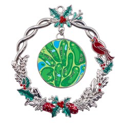 Golf Course Par Golf Course Green Metal X mas Wreath Holly Leaf Ornament