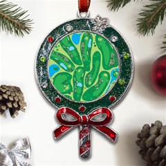 Golf Course Par Golf Course Green Metal X mas Lollipop With Crystal Ornament by Ravend