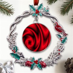 Background Red Color Swirl Metal X mas Wreath Holly Leaf Ornament by Ravend