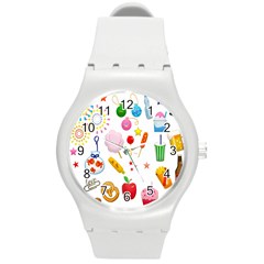 Summer Fair Food Goldfish Round Plastic Sport Watch (m) by Ravend