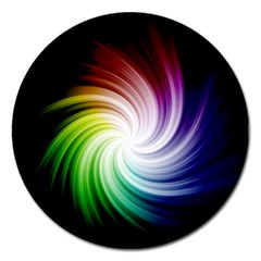 Rainbow Swirl Twirl Magnet 5  (round) by Ravend