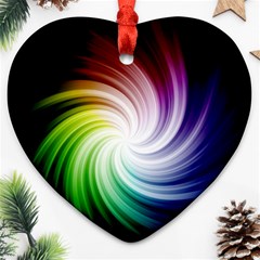 Rainbow Swirl Twirl Heart Ornament (two Sides) by Ravend