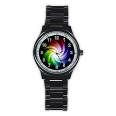 Rainbow Swirl Twirl Stainless Steel Round Watch by Ravend