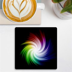 Rainbow Swirl Twirl Uv Print Square Tile Coaster  by Ravend