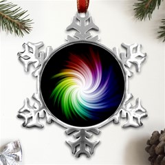 Rainbow Swirl Twirl Metal Small Snowflake Ornament by Ravend