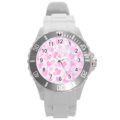 Valentine Background Hearts Bokeh Round Plastic Sport Watch (L)