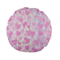 Valentine Background Hearts Bokeh Standard 15  Premium Flano Round Cushions