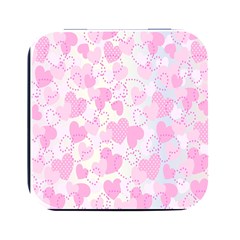 Valentine Background Hearts Bokeh Square Metal Box (black)