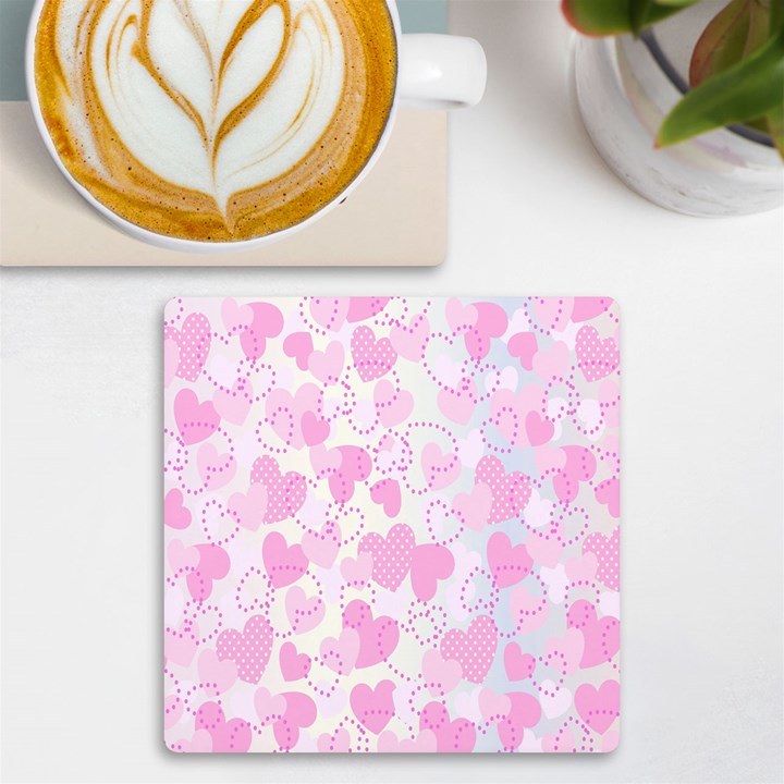 Valentine Background Hearts Bokeh UV Print Square Tile Coaster 