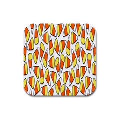 Candy Corn Halloween Candy Candies Rubber Square Coaster (4 Pack) by Ravend