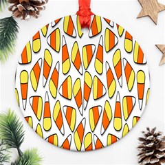 Candy Corn Halloween Candy Candies Round Ornament (two Sides) by Ravend