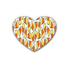 Candy Corn Halloween Candy Candies Rubber Coaster (heart) by Ravend