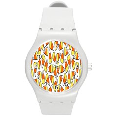 Candy Corn Halloween Candy Candies Round Plastic Sport Watch (m) by Ravend