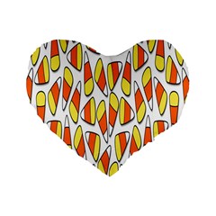 Candy Corn Halloween Candy Candies Standard 16  Premium Flano Heart Shape Cushions by Ravend