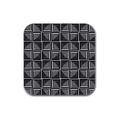 Pattern Op Art Black White Grey Rubber Square Coaster (4 Pack) by Ravend