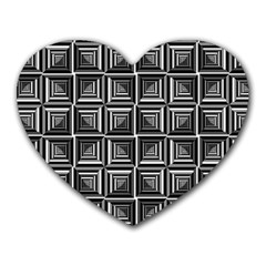 Pattern Op Art Black White Grey Heart Mousepad by Ravend