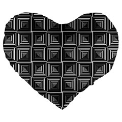 Pattern Op Art Black White Grey Large 19  Premium Heart Shape Cushions by Ravend