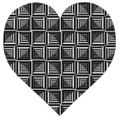 Pattern Op Art Black White Grey Wooden Puzzle Heart by Ravend