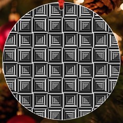 Pattern Op Art Black White Grey Uv Print Acrylic Ornament Round