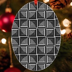 Pattern Op Art Black White Grey Uv Print Acrylic Ornament Oval by Ravend