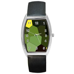 Mosaic Structure Background Tile Barrel Style Metal Watch