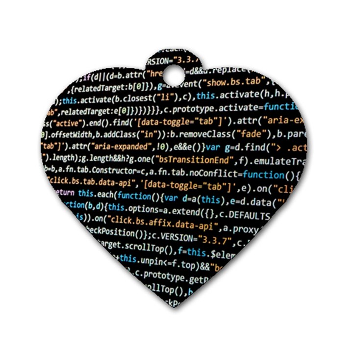 Close Up Code Coding Computer Dog Tag Heart (Two Sides)