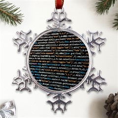 Close Up Code Coding Computer Metal Large Snowflake Ornament by Amaryn4rt