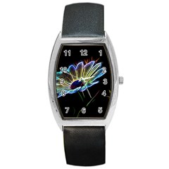 Flower Pattern Design Abstract Background Barrel Style Metal Watch