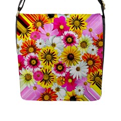 Flowers Blossom Bloom Nature Plant Flap Closure Messenger Bag (l) by Amaryn4rt