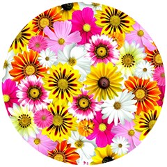 Flowers Blossom Bloom Nature Plant Wooden Puzzle Round by Amaryn4rt