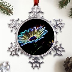 Flower Pattern Design Abstract Background Metal Large Snowflake Ornament by Amaryn4rt