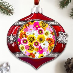 Flowers Blossom Bloom Nature Plant Metal Snowflake And Bell Red Ornament by Amaryn4rt