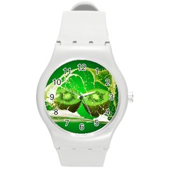 Kiwi Fruit Vitamins Healthy Cut Round Plastic Sport Watch (m) by Amaryn4rt