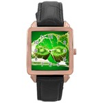 Kiwi Fruit Vitamins Healthy Cut Rose Gold Leather Watch  Front