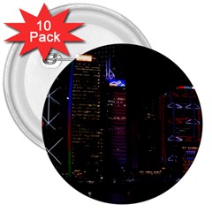 Hong Kong China Asia Skyscraper 3  Buttons (10 Pack)  by Amaryn4rt